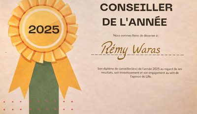 Diplôme « Conseiller de l’année 2025 » décerné à Rémy Waras par l’agence Thermomix® de Lille, avec une rosette dorée 2025